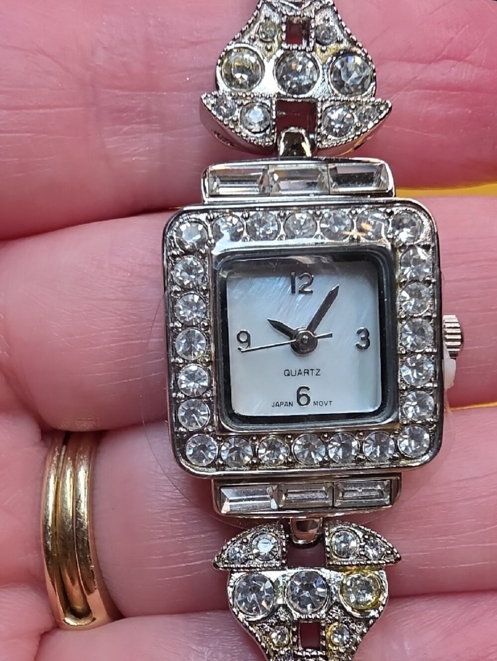 ✨ Vintage Avon Art Deco Clear Rhinestone Pave Cocktail Watch – NWT/NOS ✨ LOVELY!